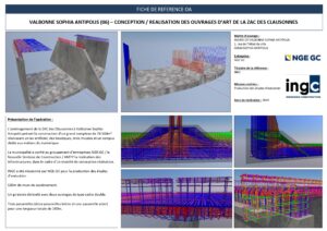 Études 3D et ferraillage d'ouvrages d'art, ZAC des Clausonnes, Valbonne. Conception par INGC pour NGE GC.