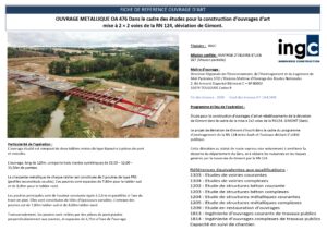 Pont métallique OA 476 en construction sur la RN 124 à Gimont. Charpente rouge ingc franchissant une rivière.