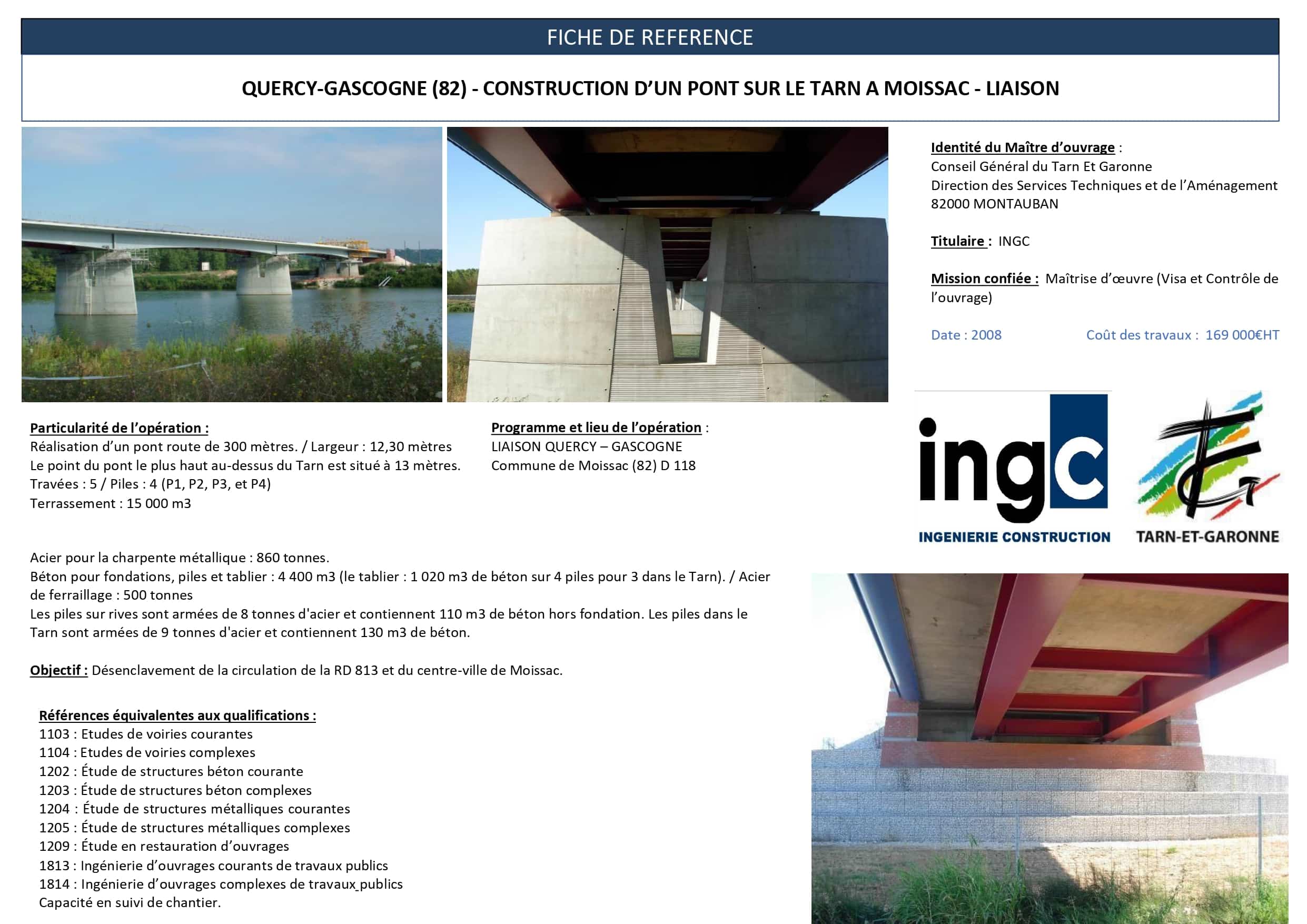 Construction pont sur le Tarn à Moissac, liaison Quercy-Gascogne. Ouvrage d'art par INGC et Tarn-et-Garonne.