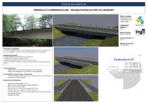 Fiche technique réhabilitation du Pont de Cantegrit (40). Visuels 3D, schémas et détails des travaux par INGC.