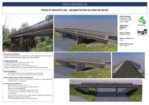 Fiche technique de réhabilitation du pont de Richet à Pissos : photos et modèles 3D du projet par l'INGC.